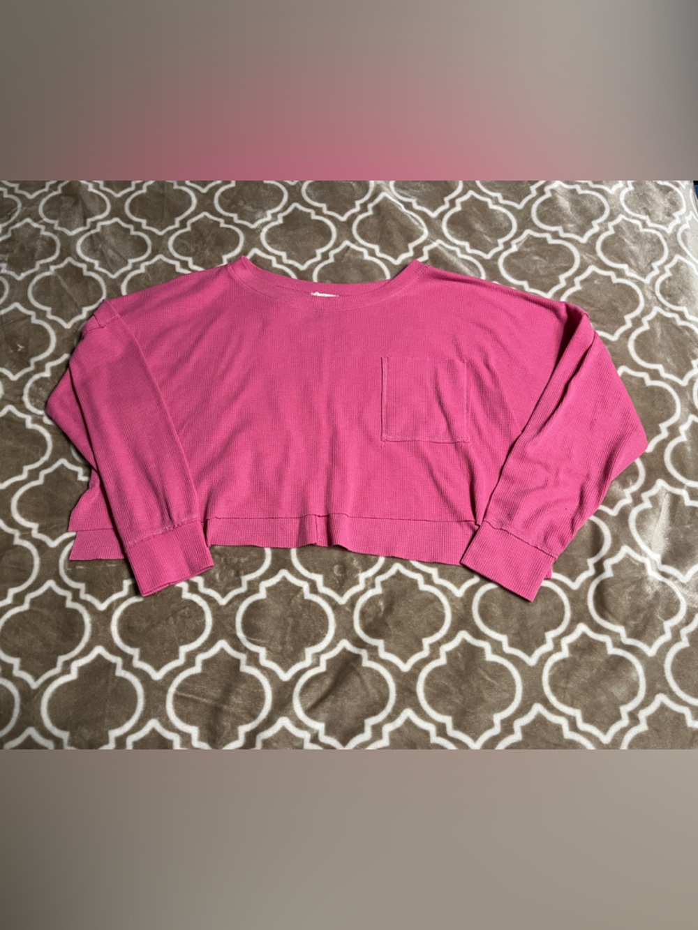 Altar'd State Pink Cropped Knit Top